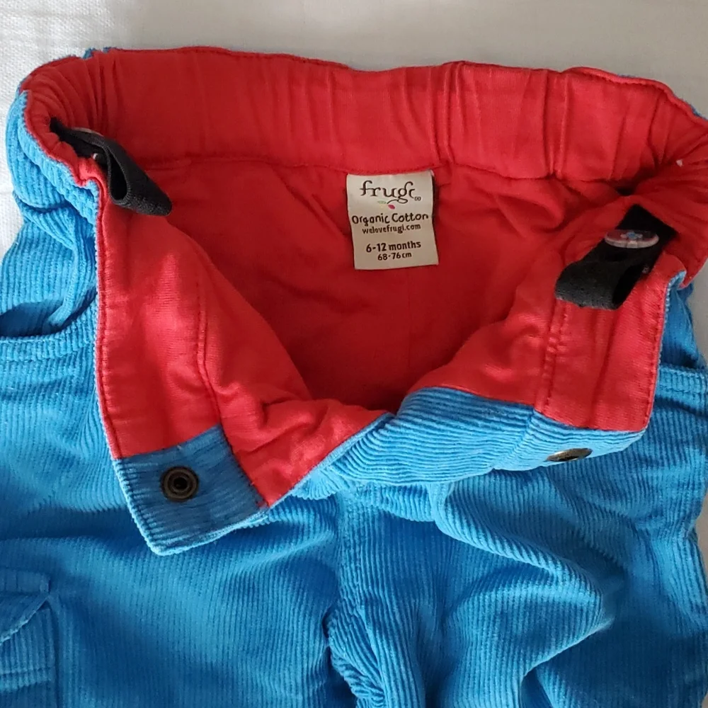 Frugi long sleeve tee and lined corduroy pants set size 6-12M